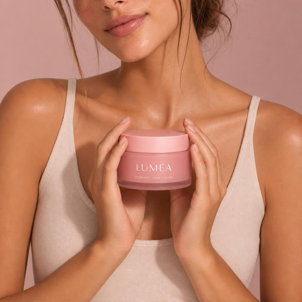 Mujer sosteniendo el tarro de Capsule Cream